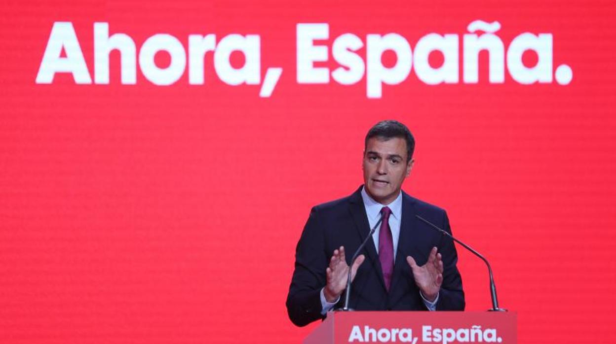 Pedro Sánchez, en el acto de ayer en el que presentó el lema de campaña del PSOE