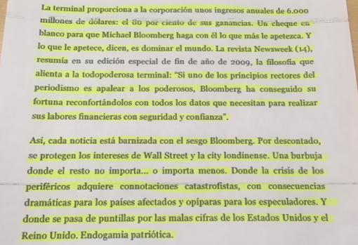 Un fragmento en el que se comprueba cómo el profesor que se doctoró en la UCJC plagia el reportaje de «XL Semanal»