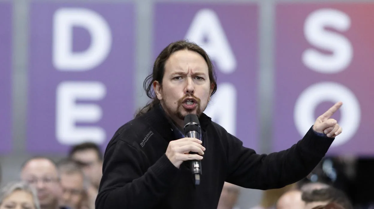 El líder de Podemos, durante el mitin de precampaña que ha dado en Zaragoza