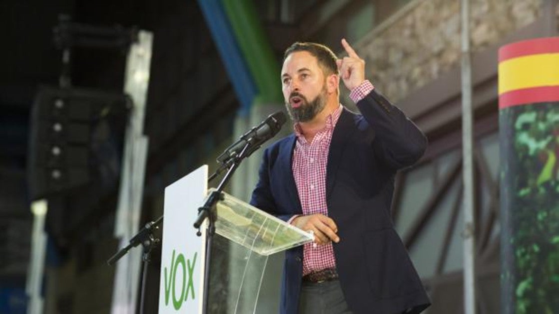 El presidente de Vox, Santiago Abascal, en el mitin celebrado ayer en Málaga