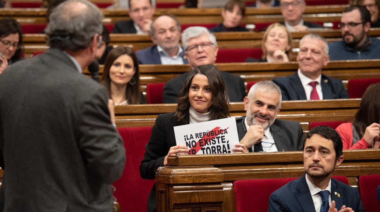 Quim Torra, en el Parlamento de Cataluña