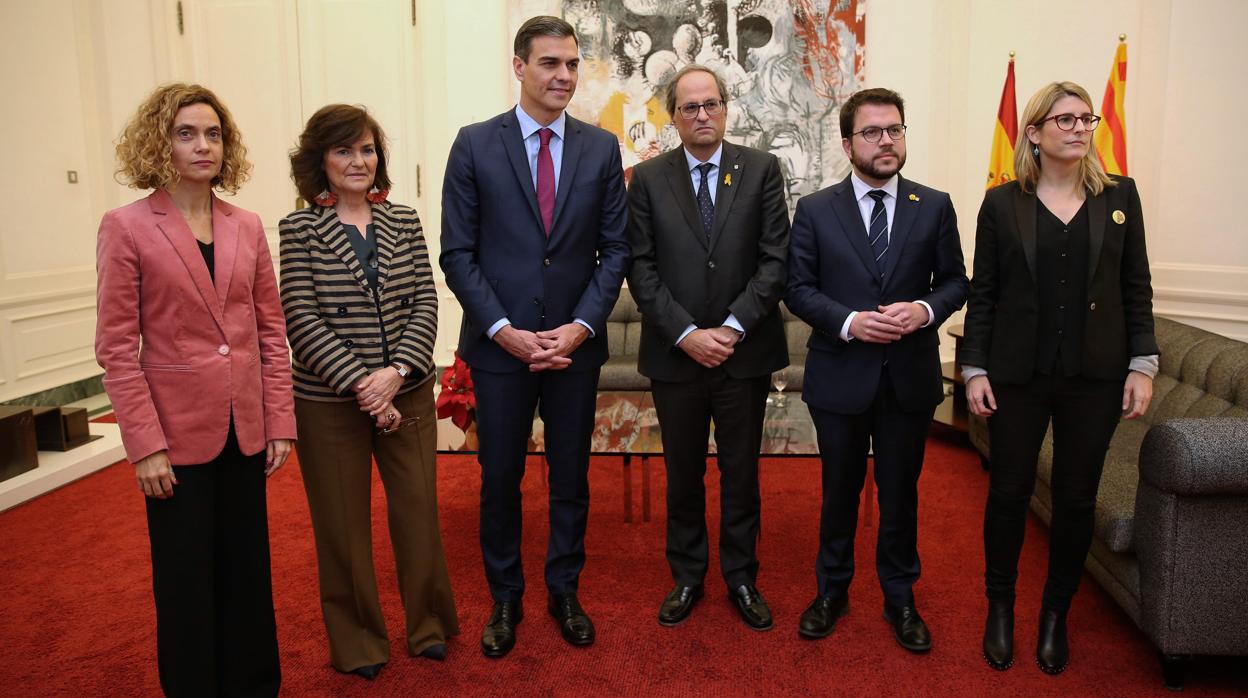 Reunión entre Pedro Sánchez y Quim Torra en Pedralbes, celebrada a finales de 2018