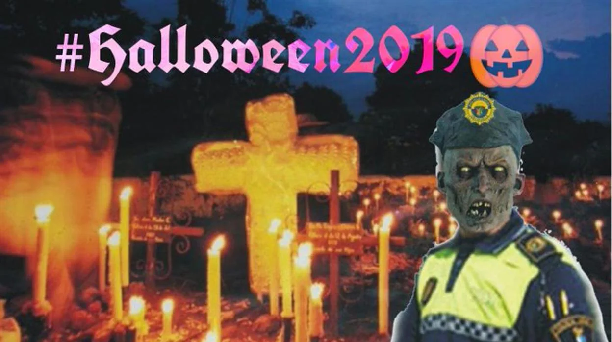 Un agente zombi en el tuit de la Policía Local de Orihuela para recomendar no conducir bajo los efectos del alcohol en Halloween