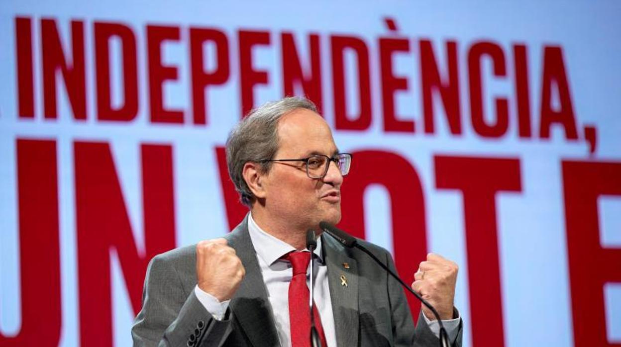 Torra, ayer, en Gerona, en un mitin electoral de JpC