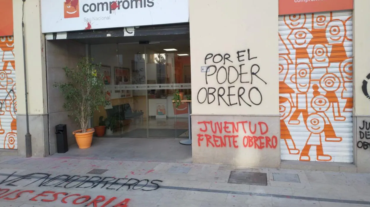 Imagen del estado de la sede de Comrpomís en Valencia