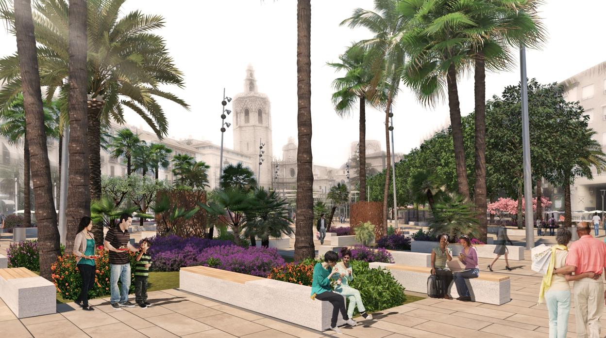 Imagen del proyecto para la remodelación de la plaza de la Reina de Valencia