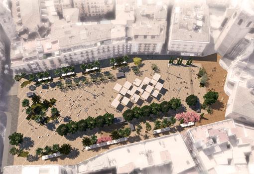 La plaza de la Reina de Valencia se transformará en un espacio verde con toldos, fuentes y juegos