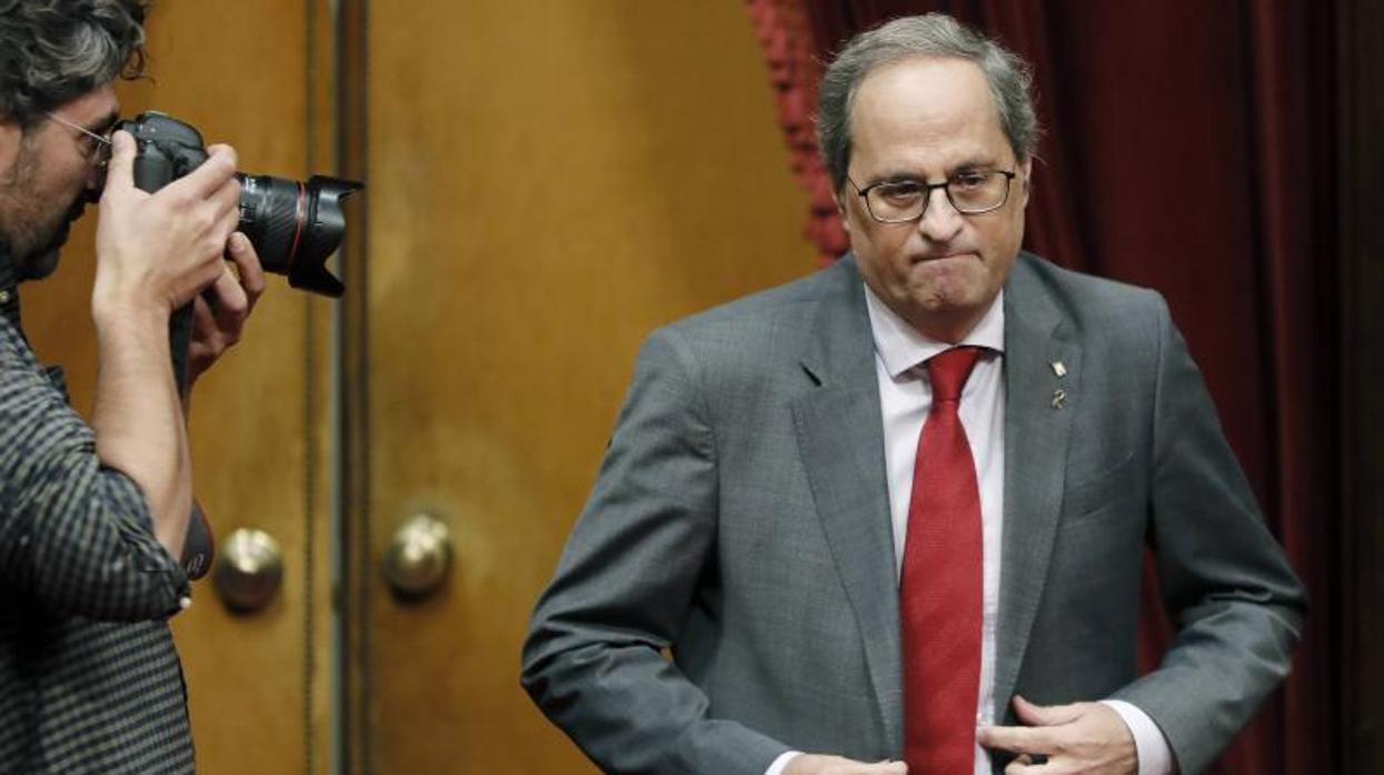 Quim Torra, presidente de la Generalitat de Cataluña, la semana pasada en el Parlamento catalán