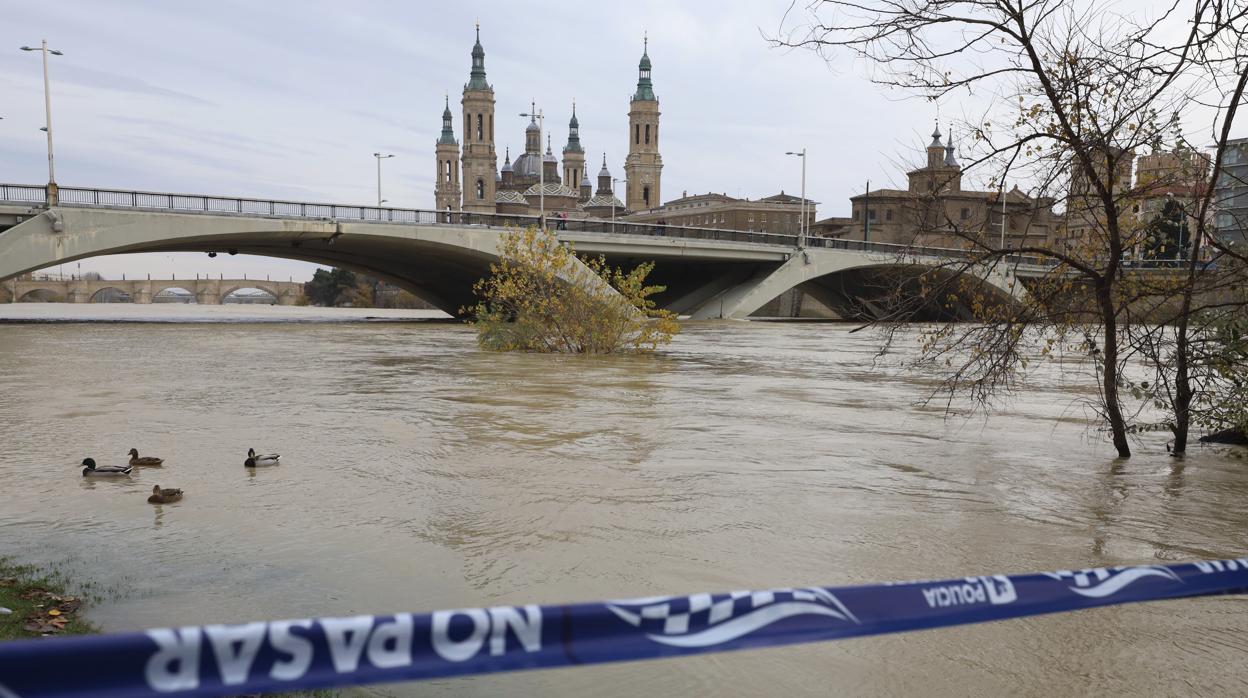 Riberas inundadas por la crecida del Ebro del pasado fin de semana. Ahora se teme otra por la borrasca Elsa