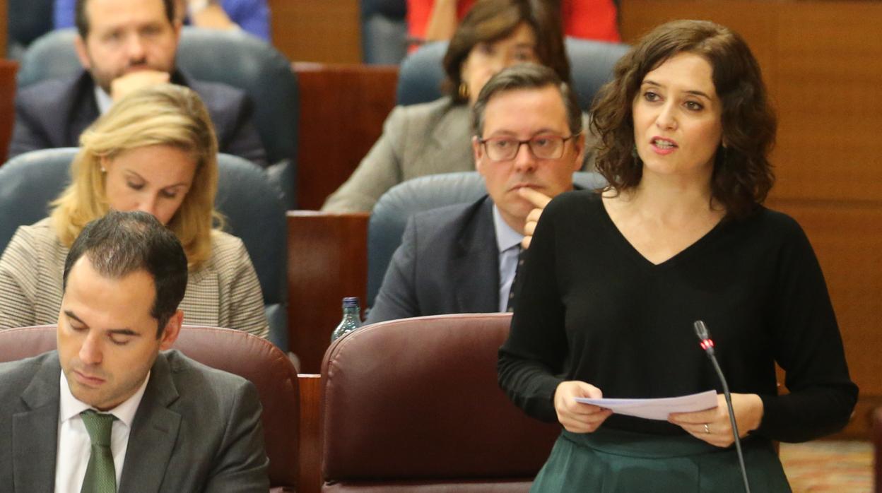 La presidenta Díaz Ayuso, en la Asamblea de Madrid