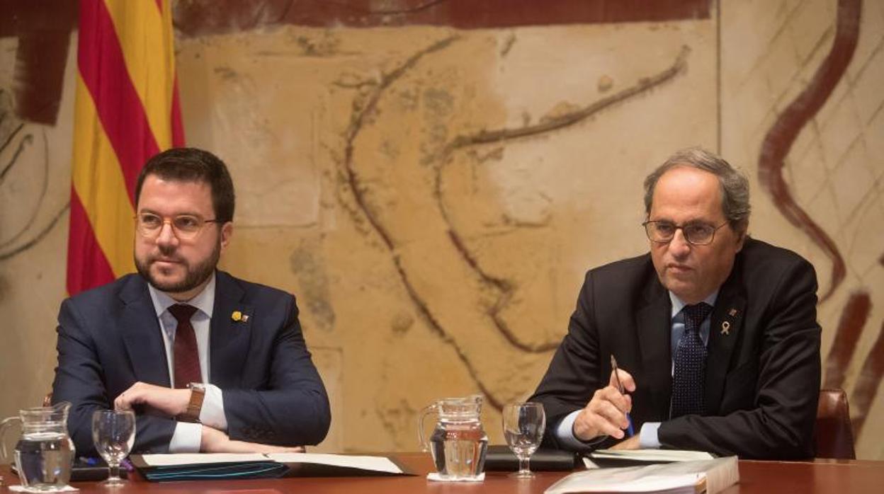 Aragonès y Torra, en una reunión del Consell Executiu