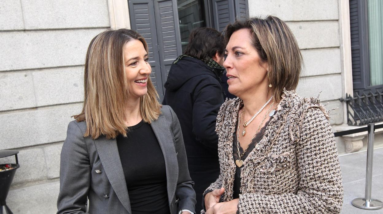 Alicia García y Milagros Marcos, a las puertas del Congreso