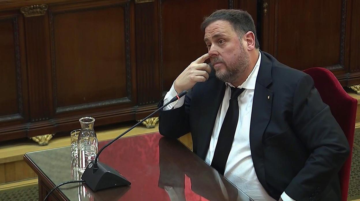 El exvicepresidente de la Generalitat, Oriol Junqueras, en el juicio celebrado en el Tribunal Supremo