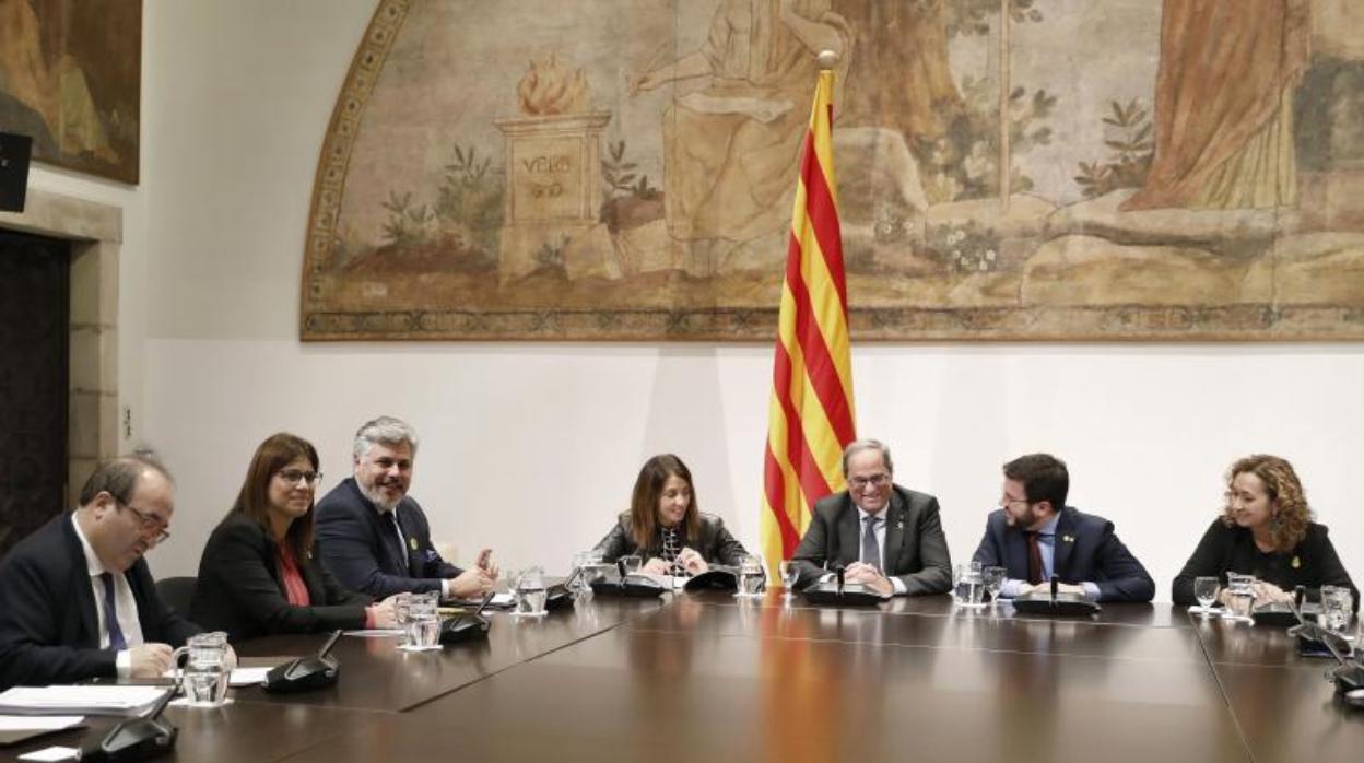 Un momento del encuentro celebrado ayer en el Palau de la Generalitat