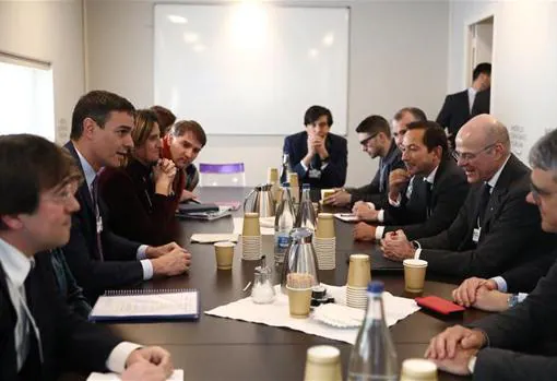 El presidente Pedro Sánchez interviniendo en el Foro de Davos, este miércoles