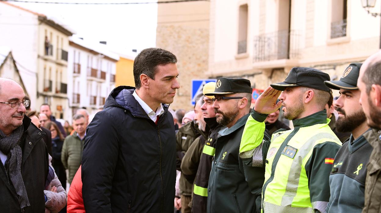 Sánchez, este sábado, en su visita a Teruel, otra zona afectada por el temporal