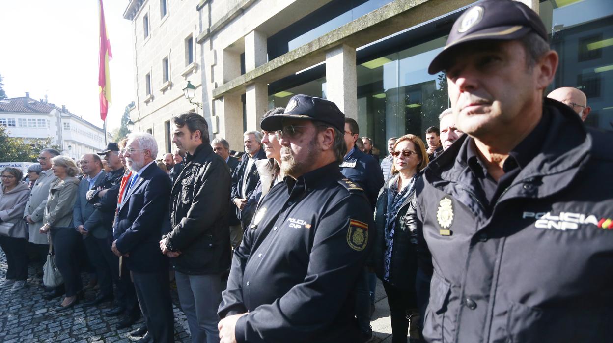 Concentración de policías en señal de apoyo al agente herido en las protestas de Barcelona el pasado octubre