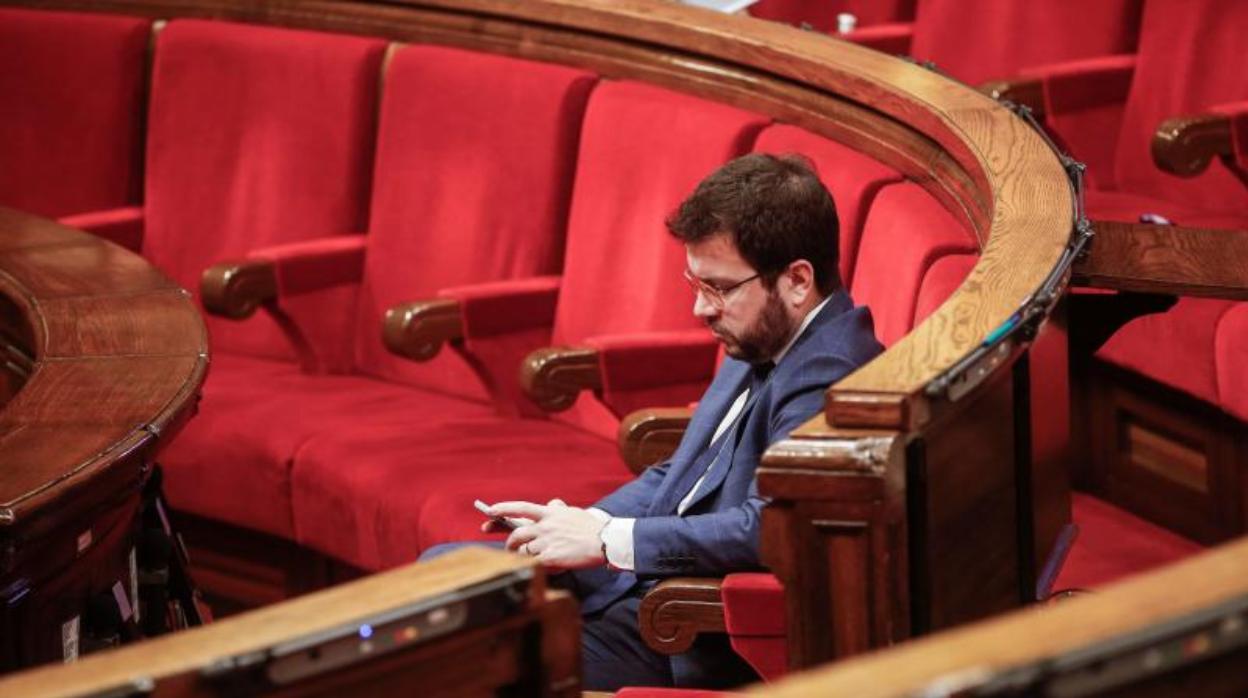 Pere Aragonès (ERC), vicepresidente de la Generalitat, ayer en el Parlament