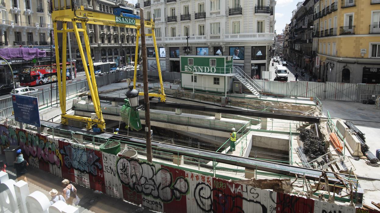 Vista de las obras de la estación de Metro de Gran Vía en junio de 2019