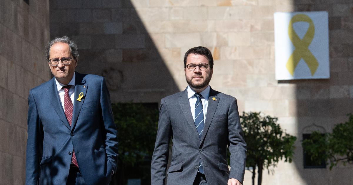 El presidente de la Generalitat, Quim Torra, y el vicepresidente, Pere Aragonés