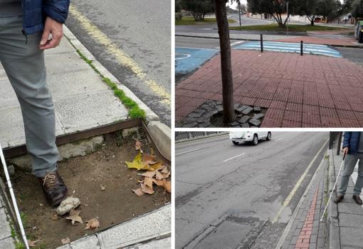 Un alcorque sin rejilla, un árbol en medio de la calle y una acera sin una valla de protección