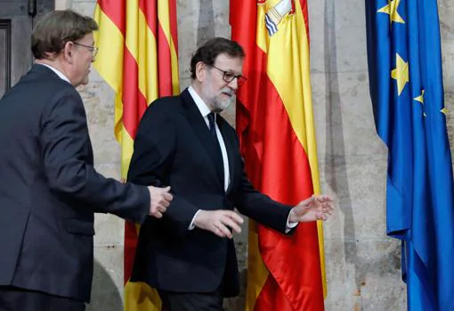 Imagen de Rajoy y Puig en el Palau de la Generalitat
