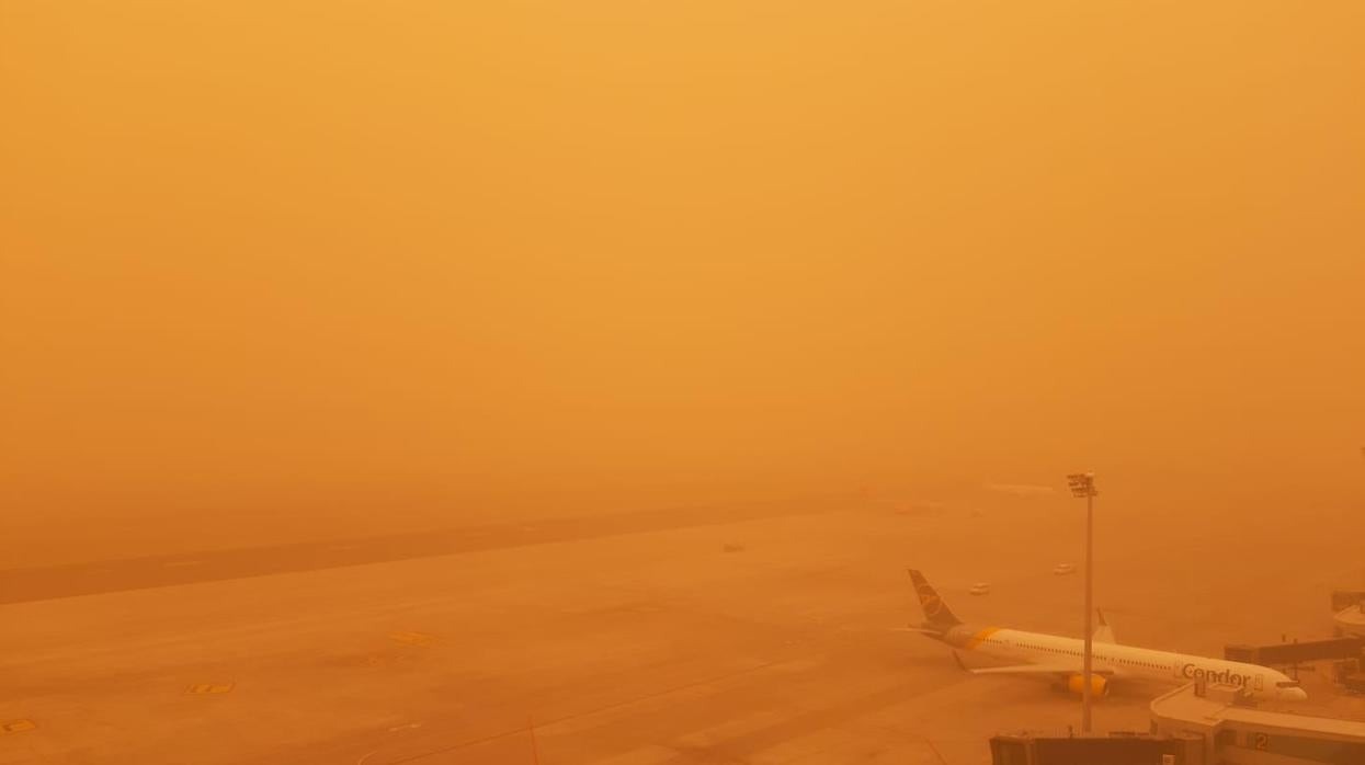 Visibilidad desde la terminal del Aeropuerto Tenerife Sur en la tarde de ayer