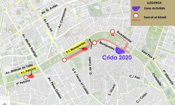 Crida 2020: calles cortadas en Valencia por los primeros actos de las Fallas