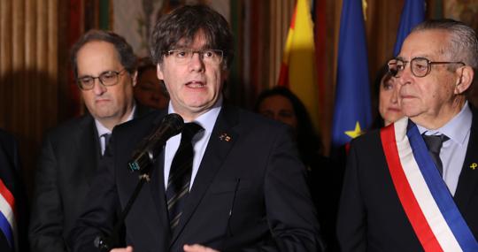 Quim Torra y Carles Puigdemont, este sábado en Perpiñán