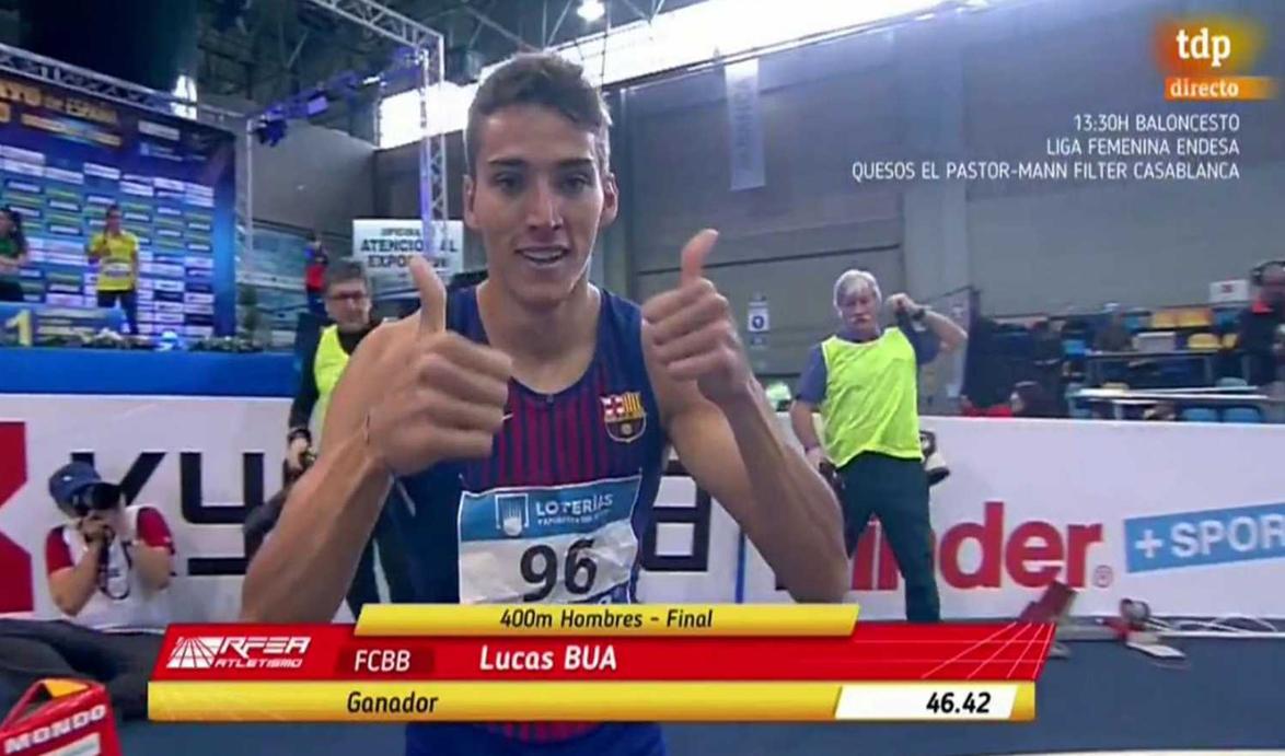 Lucas Búa tiene cinco títulos nacionales de 400 metros en categoría absoluta (dos al aire libre y tres en pista cubierta)