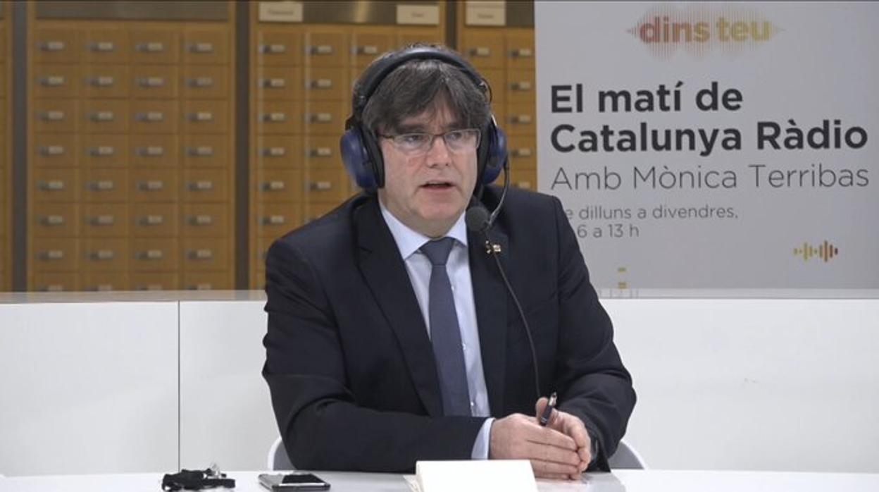 Puigdemont, esta mañana en una entrevista con Catalunya Ràdio