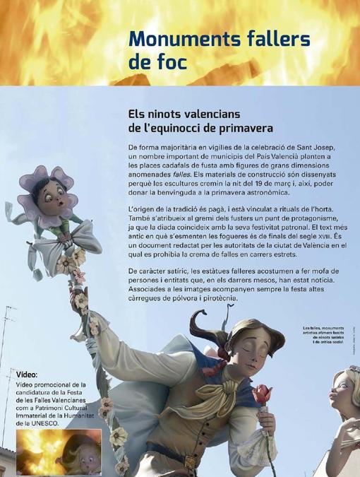 Imagen de la página dedicada a las Fallas de Valencia en el catálogo de la exposición