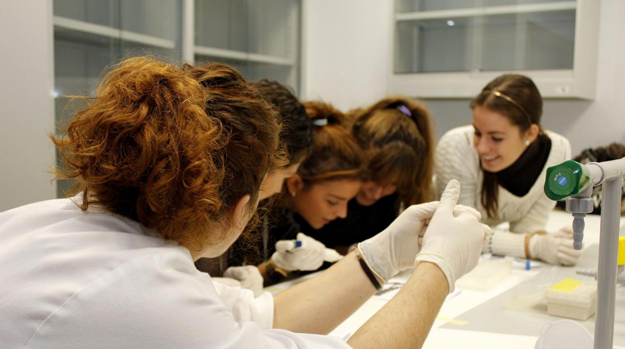 Jóvenes en un laboratorio en una imagen de archivo