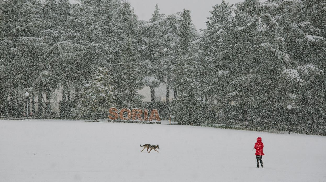 Intensa nevada en la capital soriana