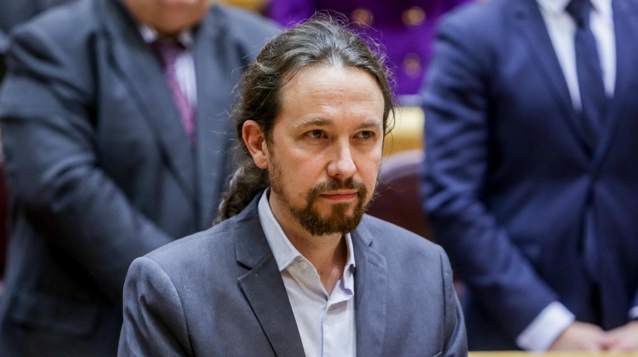 El vicepresidente segundo de Derechos Sociales y Agenda 2030, Pablo Iglesias, durante la sesión de control al Gobierno en el Senado en Madrid el 25 de febrero