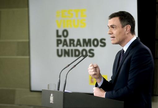 El presidente del Gobierno, Pedro Sánchez, en la comparecencia posterior al Consejo de Ministros del 17 de marzo