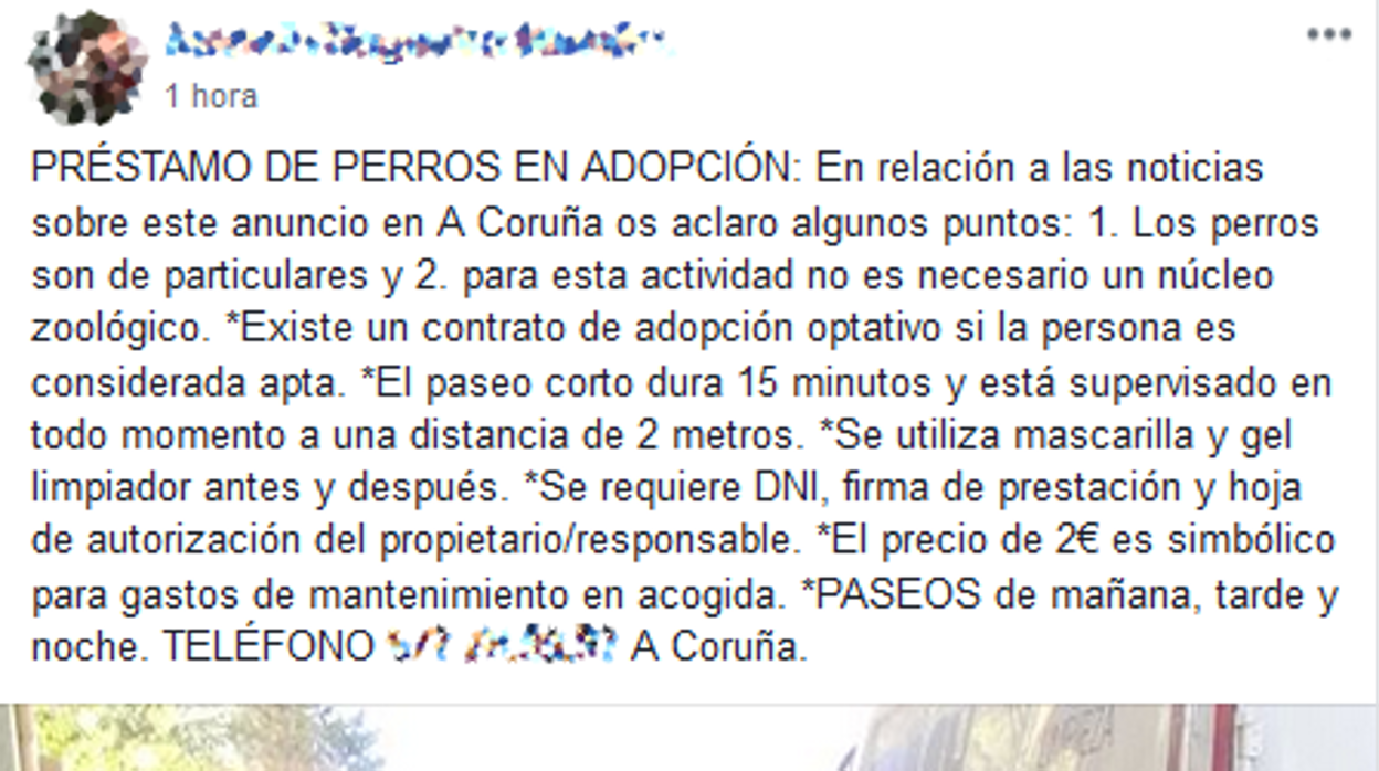 Captura de la publicación del denunciado en la que expone las condiciones de sus «préstamos»