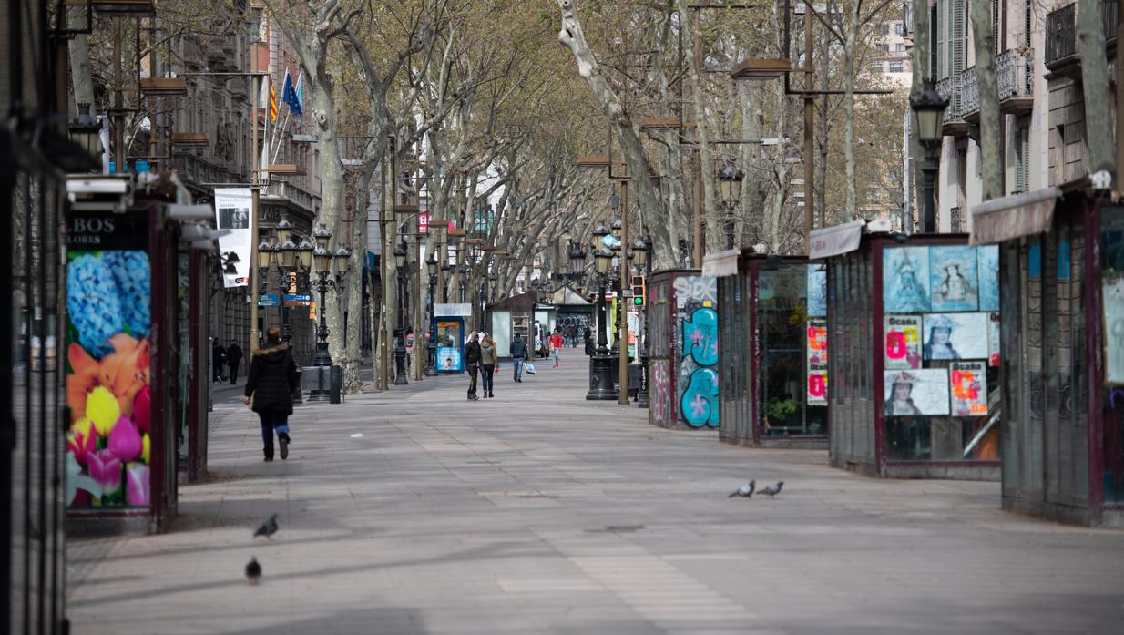 Inusual aspecto de Las Ramblas