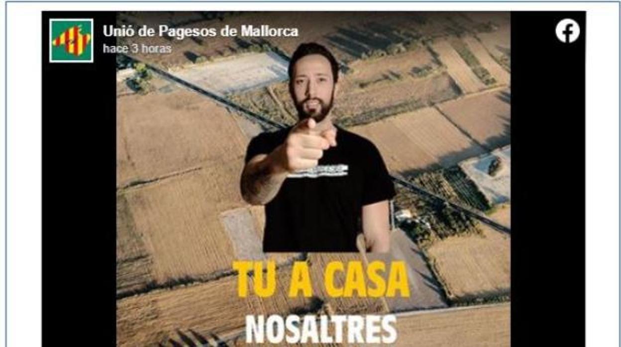 Imagen de Valtonyc promocionando la nueva campaña de Unió de Pagesos justo antes de ser retirada