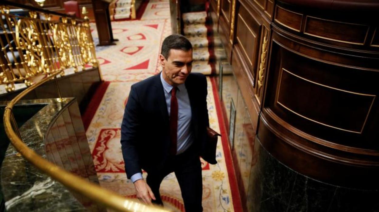 El presidente del Gobierno, Pedro Sánchez, ayer en el Congreso