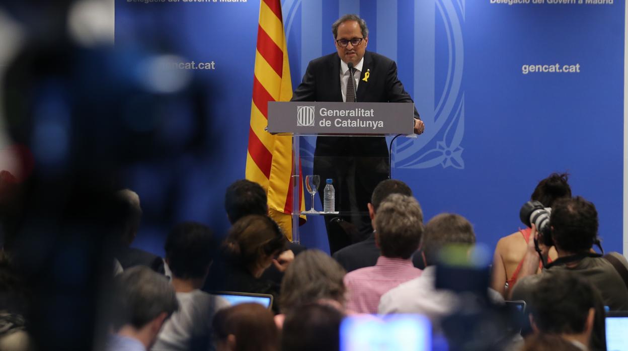 Quim Torra, en una rueda de prensa