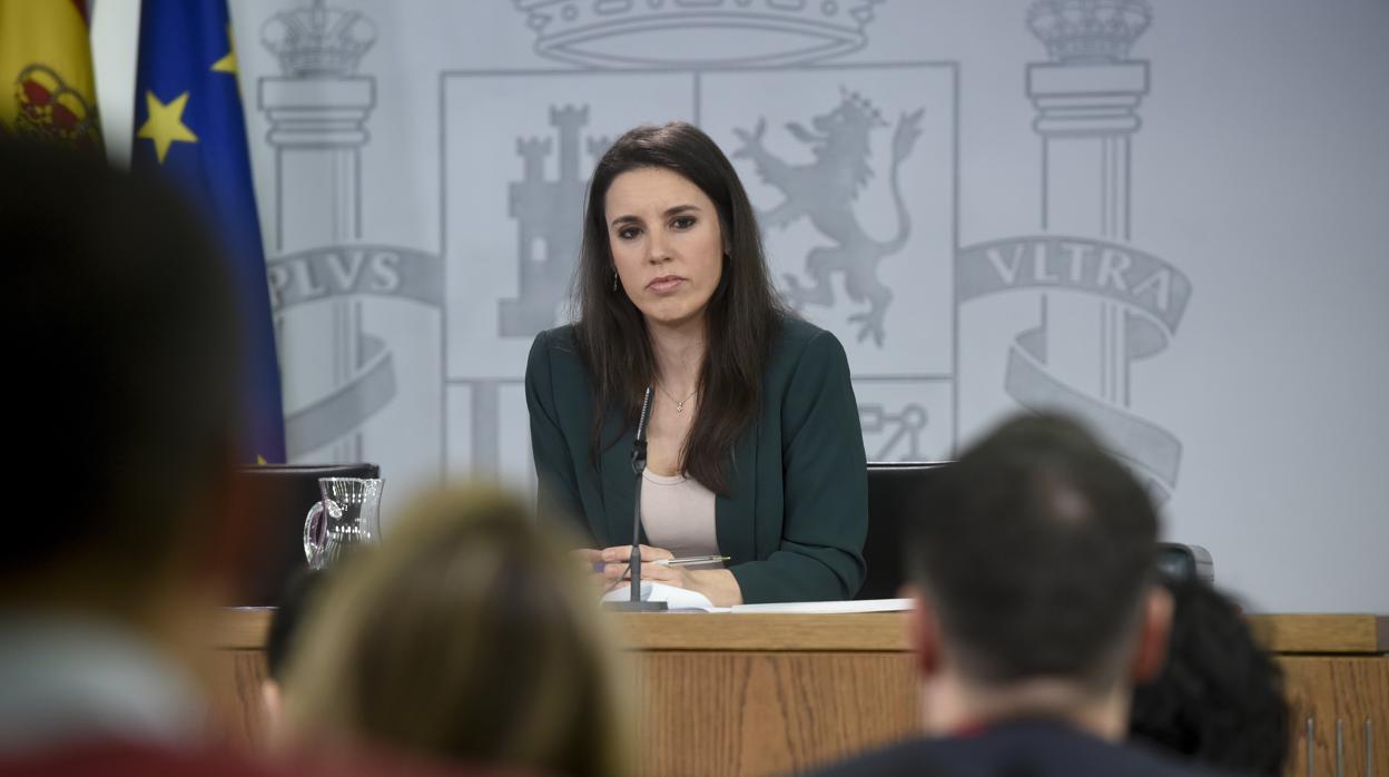 Imagen de la ministra de Igualdad, Irene Montero, tomada el pasado mes de marzo