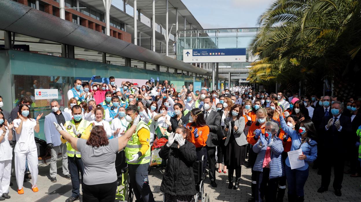 Acto de cierre del hospital de Ifema, y de alta de las últimas pacientes ingresada