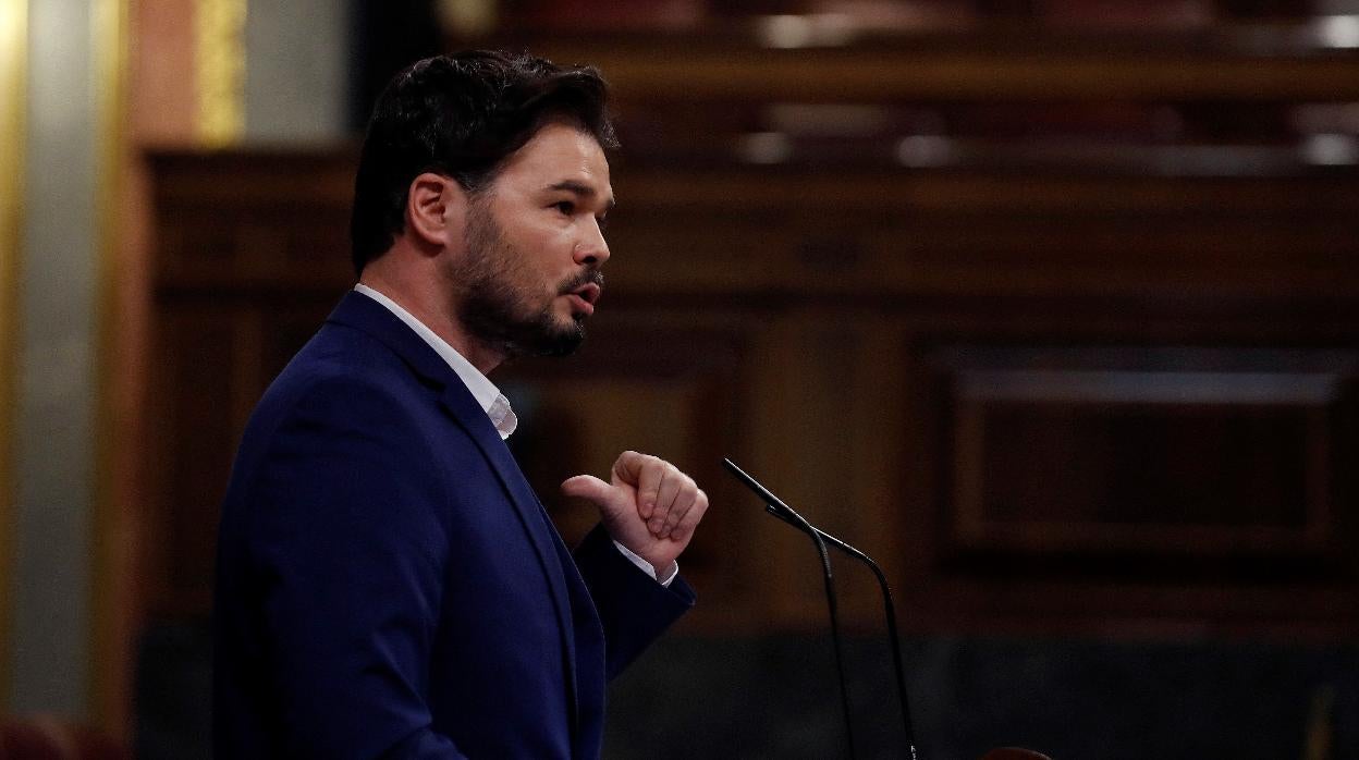 El portavoz de ERC, Gabriel Rufían, hoy en el Congreso