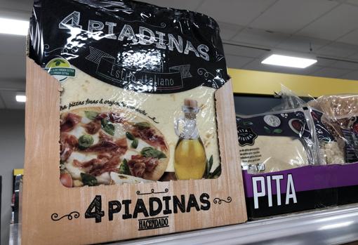 Imagen de las piadinas en los lineales de uno de los supermercados de Mercadona