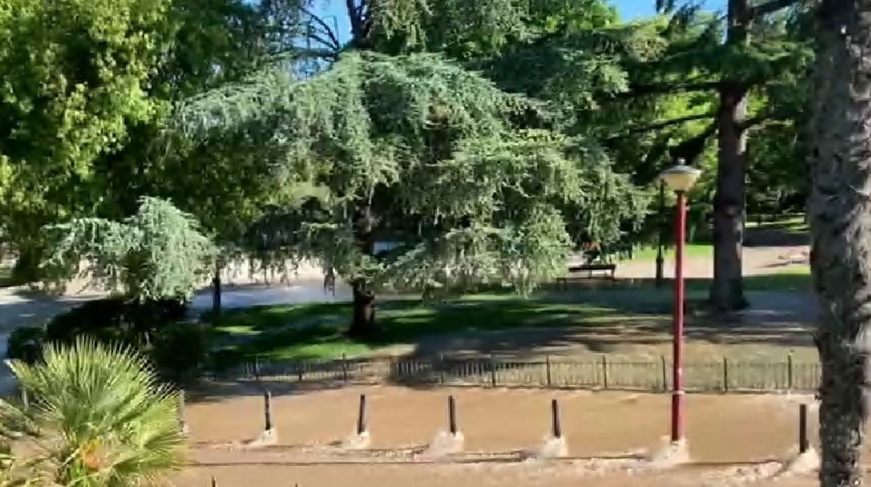 Vídeo: la rotura de una tubería provoca una aparatosa riada junto al Parque de las Moreras en Valladolid