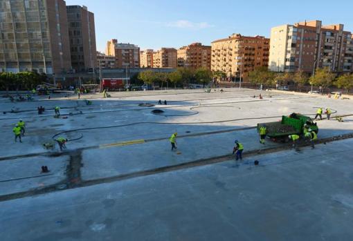 Trabajadores en unas obras en Alicante