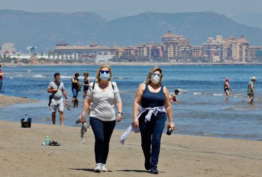 Imagen tomada este miércoles en la playa del Cabanyal de Valencia