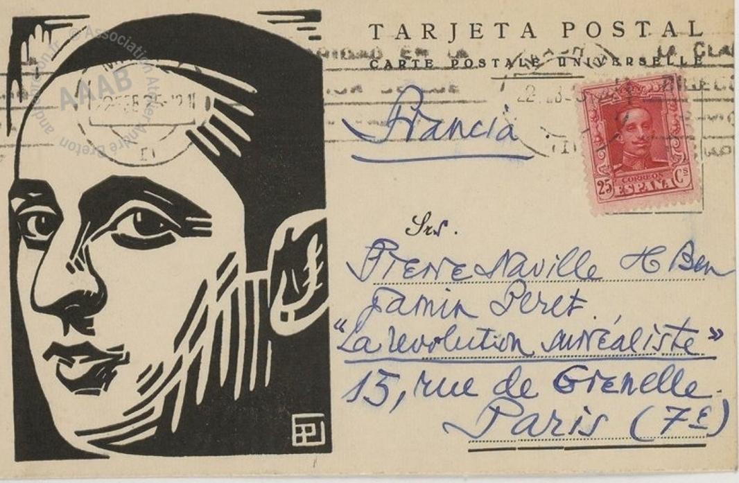 La «efigie» de Guillermo de Torre la creó el pintor francés AntoinePierre Gallien. Se trata de un bois. Torre la utilizaba como imagen en sus tarjetas postales. Esta es una que envió a André Breton.