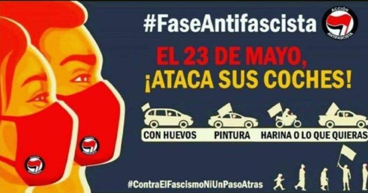 Cartel de los grupos antisistema denunciados